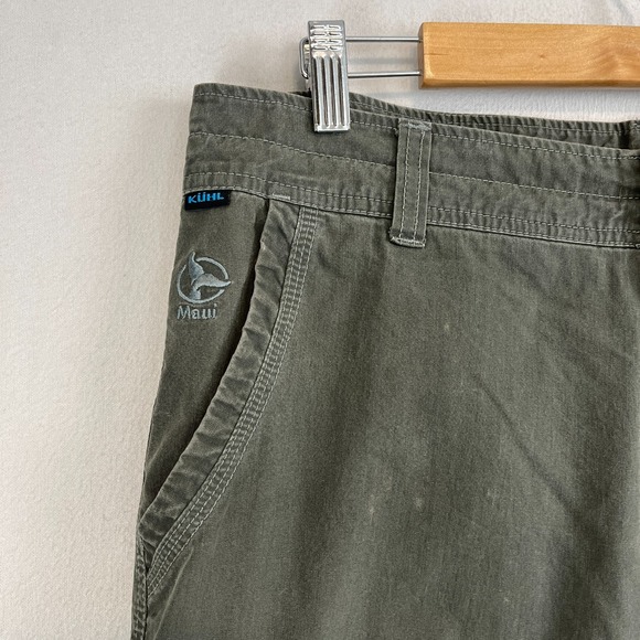 KUHL Mens Cargo Shorts Size 34 Green Patina‎ Dye 12" Inseam Embroidered - Picture 5 of 9